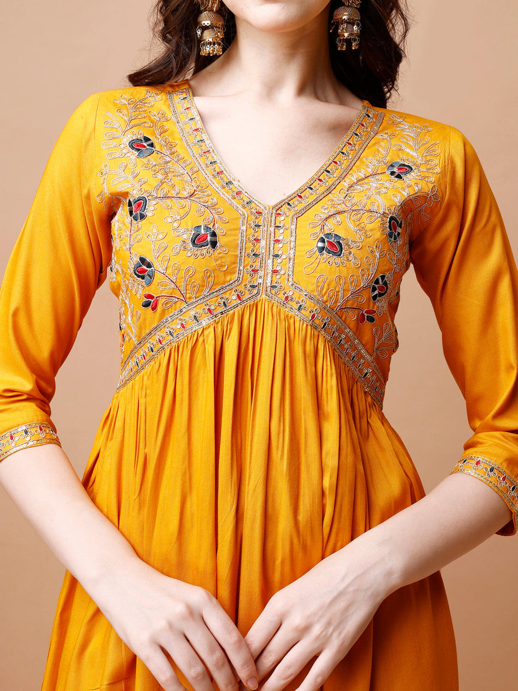 Alia Cut Embroidered Kurta With Pant & Dupatta, Multicolor - Hiral Fashion - Distacart