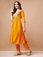 Alia Cut Embroidered Kurta With Pant & Dupatta, Multicolor - Hiral Fashion - Distacart