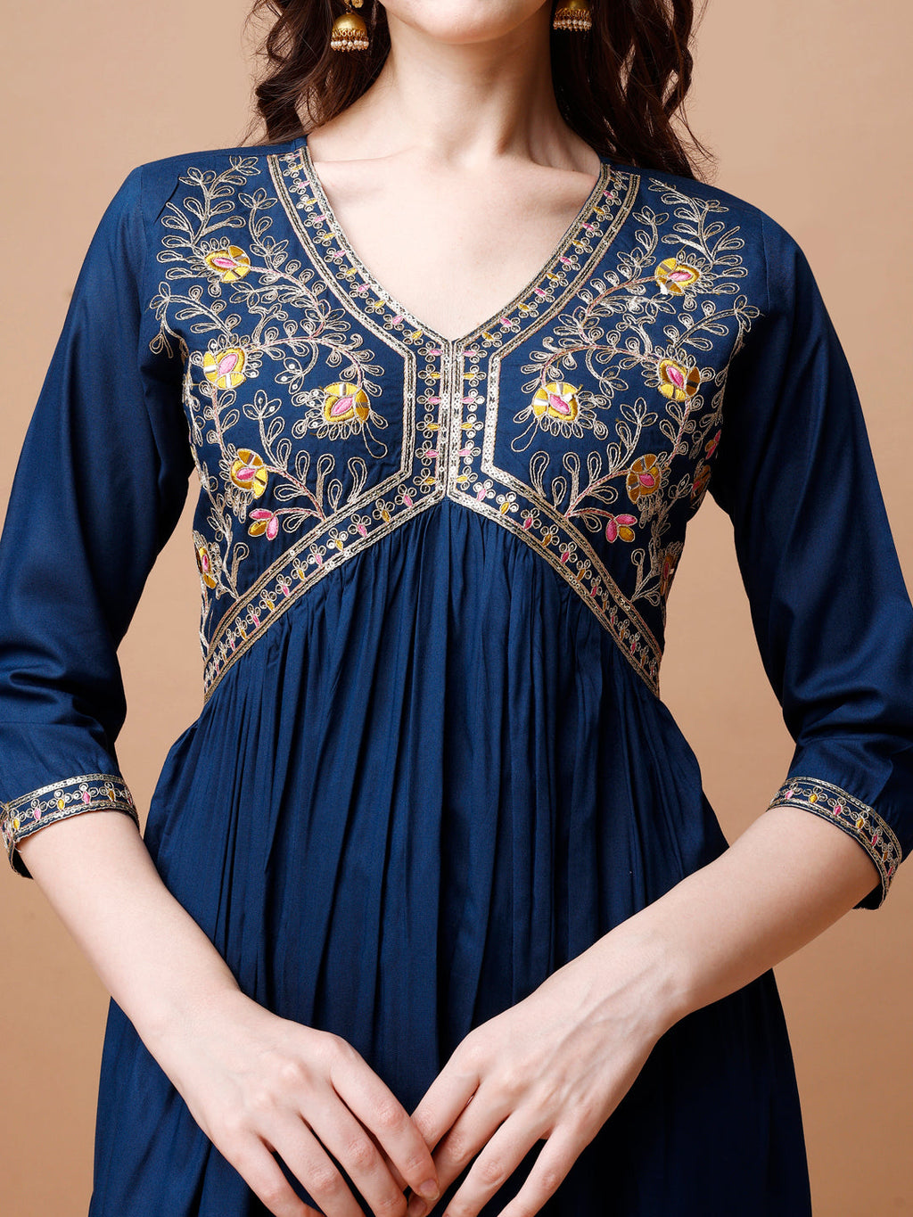 Alia Cut Embroidered Kurta With Pant & Dupatta, Multicolor - Hiral Fashion - Distacart
