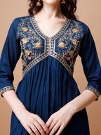Alia Cut Embroidered Kurta With Pant & Dupatta, Multicolor - Hiral Fashion - Distacart