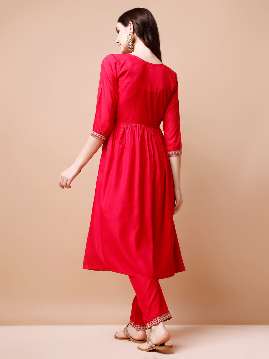 Alia Cut Embroidered Kurta With Pant & Dupatta, Multicolor - Hiral Fashion - Distacart