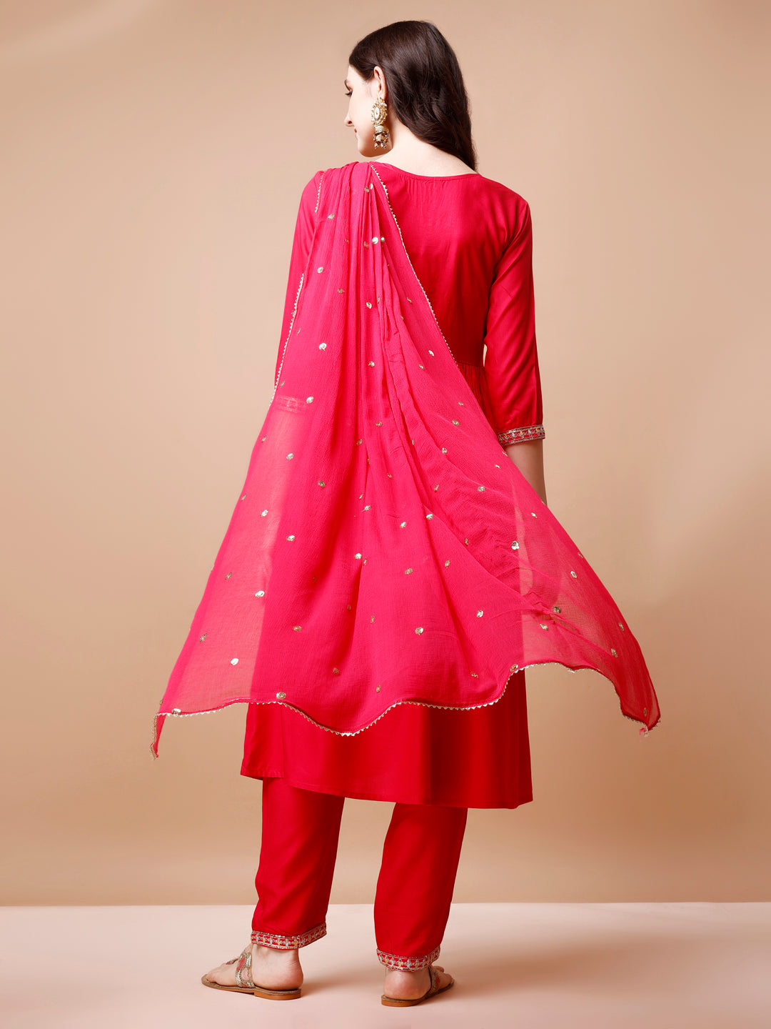 Alia Cut Embroidered Kurta With Pant & Dupatta, Multicolor - Hiral Fashion - Distacart