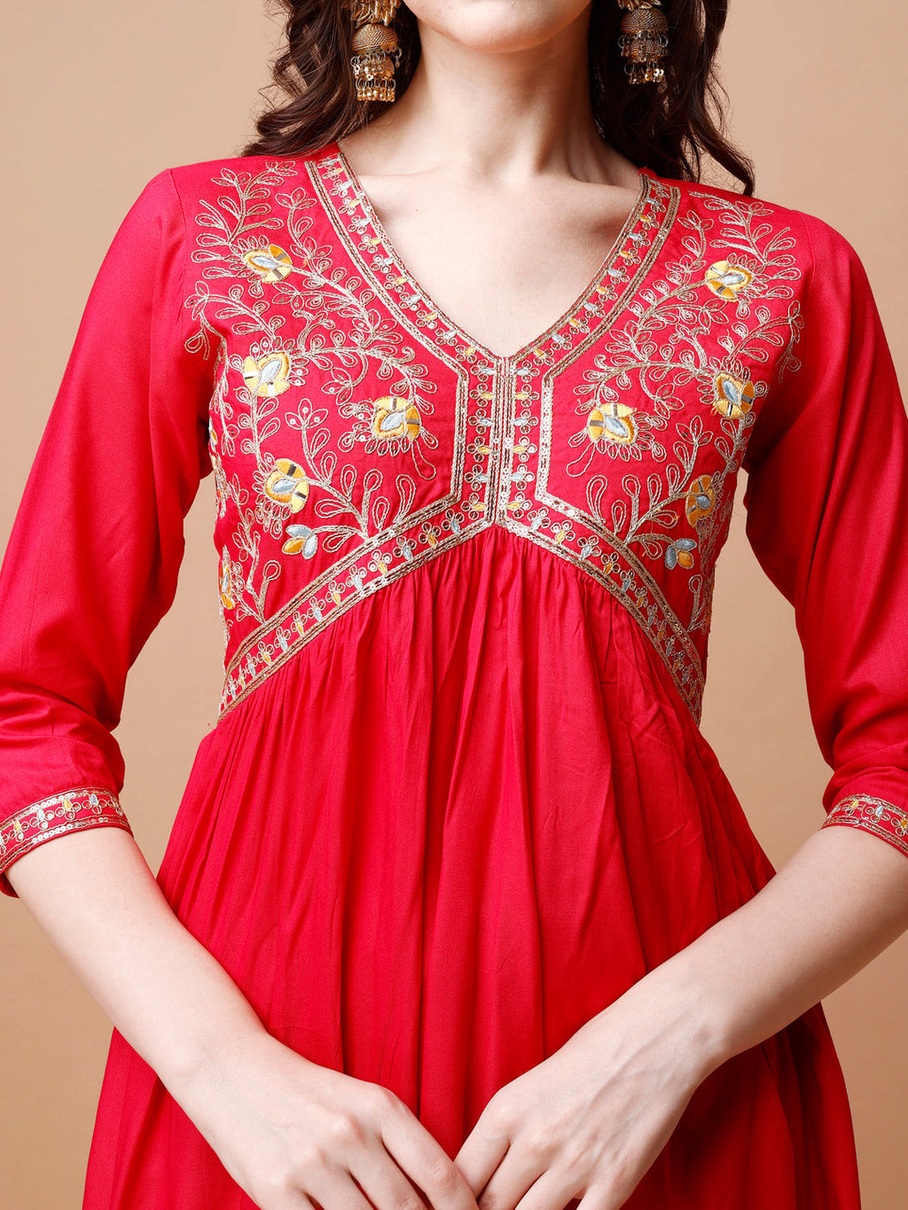 Alia Cut Embroidered Kurta With Pant & Dupatta, Multicolor - Hiral Fashion - Distacart