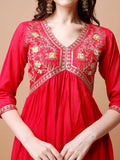 Alia Cut Embroidered Kurta With Pant & Dupatta, Multicolor - Hiral Fashion - Distacart