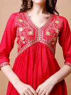 Alia Cut Embroidered Kurta With Pant & Dupatta, Multicolor - Hiral Fashion - Distacart