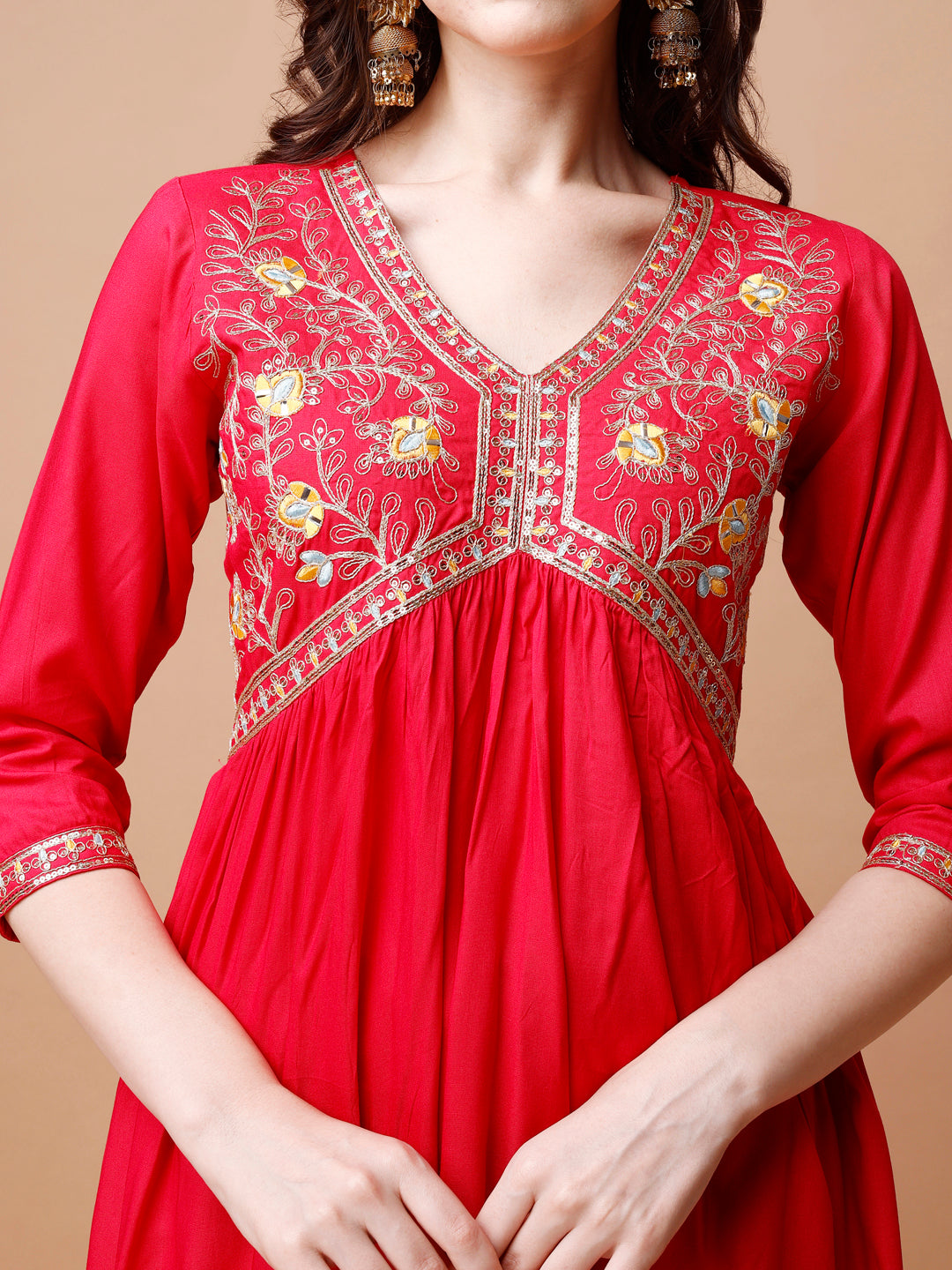 Alia Cut Embroidered Kurta With Pant & Dupatta, Multicolor - Hiral Fashion - Distacart