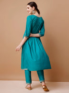 Alia Cut Embroidered Kurta With Pant & Dupatta, Multicolor - Hiral Fashion - Distacart