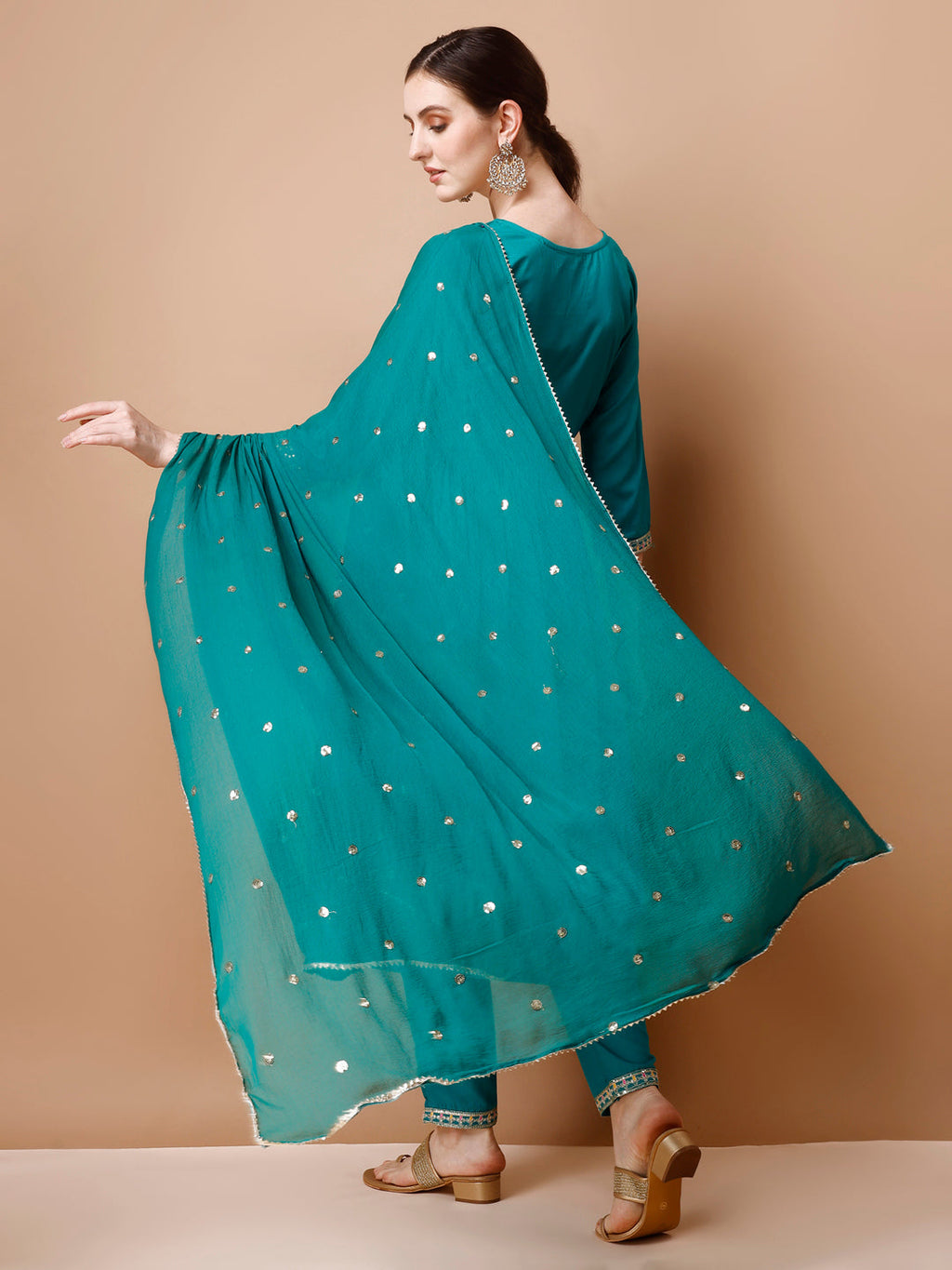 Alia Cut Embroidered Kurta With Pant & Dupatta, Multicolor - Hiral Fashion - Distacart