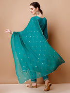 Alia Cut Embroidered Kurta With Pant & Dupatta, Multicolor - Hiral Fashion - Distacart