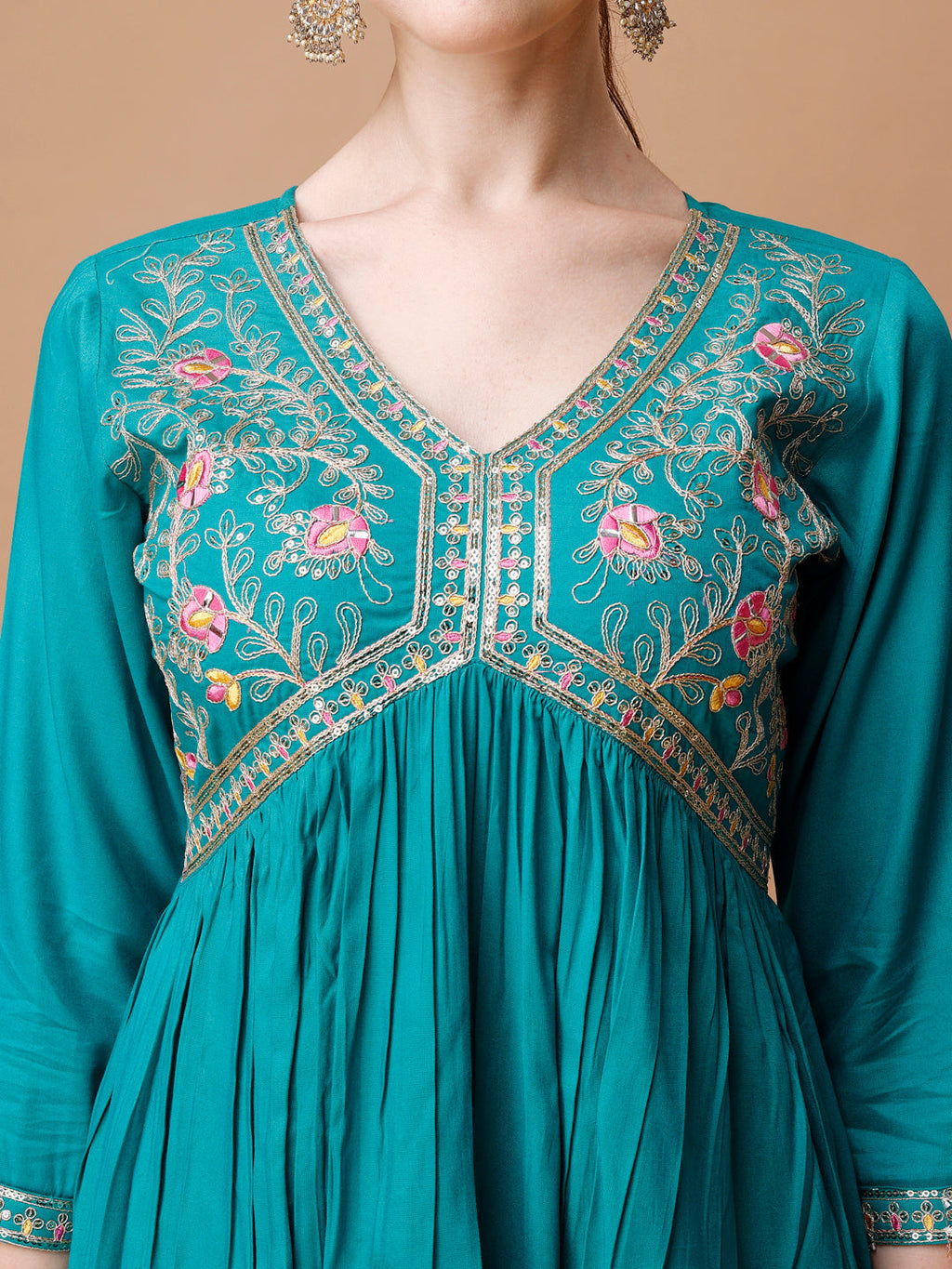 Alia Cut Embroidered Kurta With Pant & Dupatta, Multicolor - Hiral Fashion - Distacart