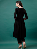 Alia Cut Embroidered Kurta With Pant & Printed Dupatta, Multicolor - Hiral Fashion - Distacart