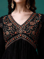Alia Cut Embroidered Kurta With Pant & Printed Dupatta, Multicolor - Hiral Fashion - Distacart