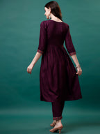 Alia Cut Embroidered Kurta With Pant & Printed Dupatta, Multicolor - Hiral Fashion - Distacart
