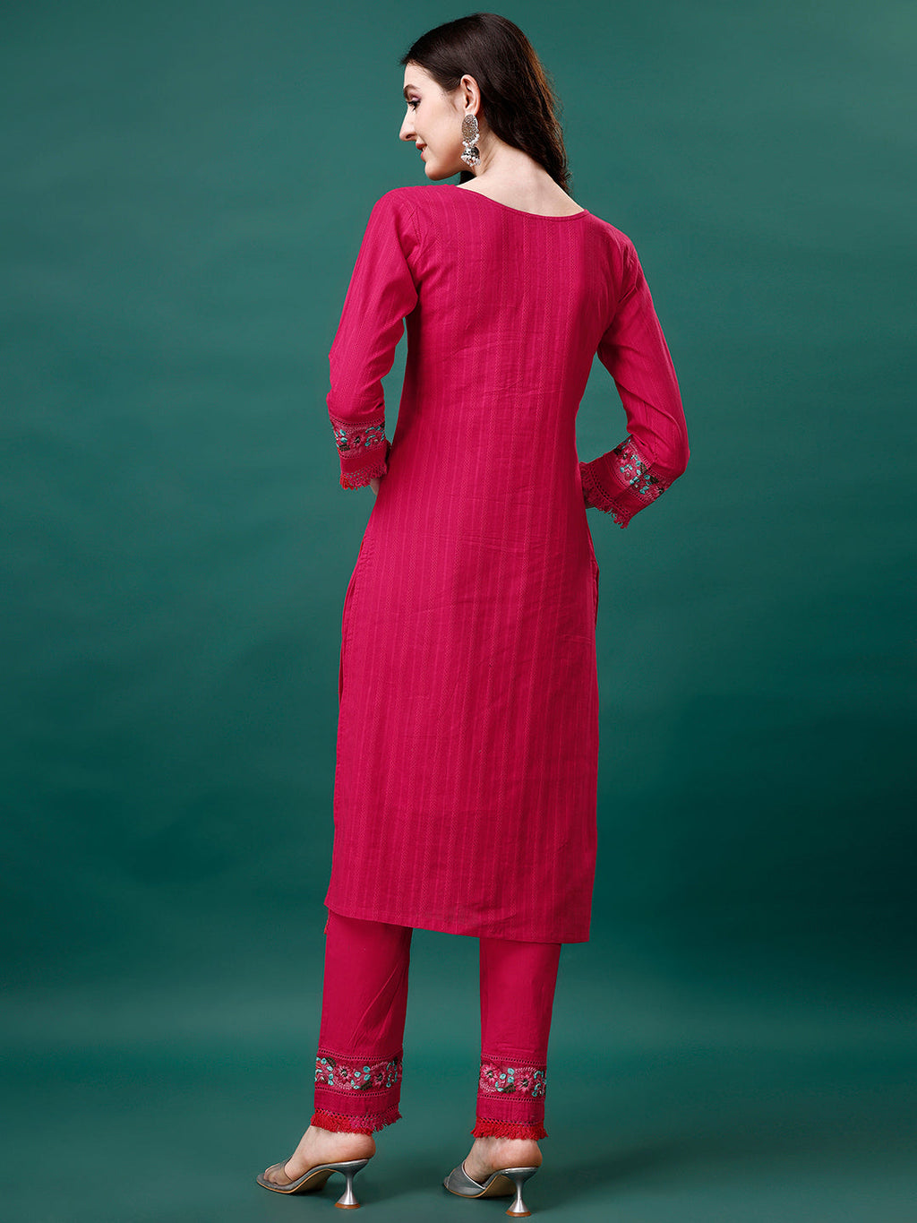 Embroidered Kurta With Pant & Embroidered Organza Dupatta, Multicolor - Hiral Fashion - Distacart
