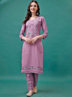 Embroidered Kurta With Pant & Embroidered Organza Dupatta, Multicolor - Hiral Fashion - Distacart