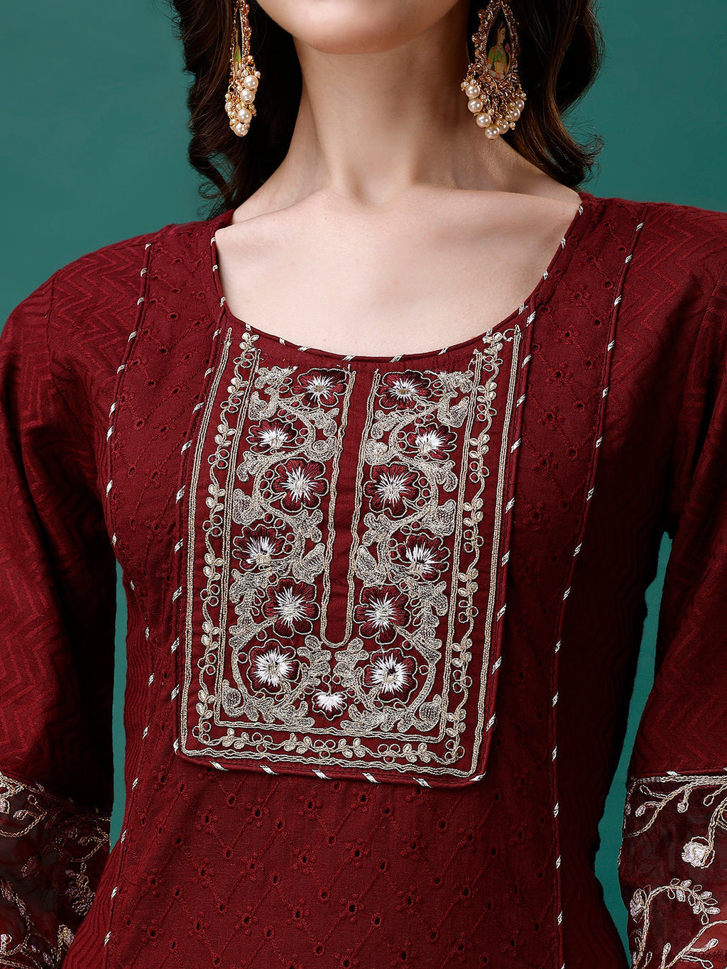 Embroidered Kurta With Pant & Embroidered Printed Dupatta, Multicolor - Hiral Fashion - Distacart
