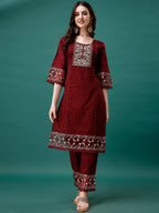 Embroidered Kurta With Pant & Embroidered Printed Dupatta, Multicolor - Hiral Fashion - Distacart