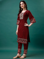 Embroidered Kurta With Pant & Embroidered Printed Dupatta, Multicolor - Hiral Fashion - Distacart