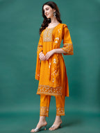 Embroidered Kurta With Pant & Embroidered Printed Dupatta, Multicolor - Hiral Fashion - Distacart
