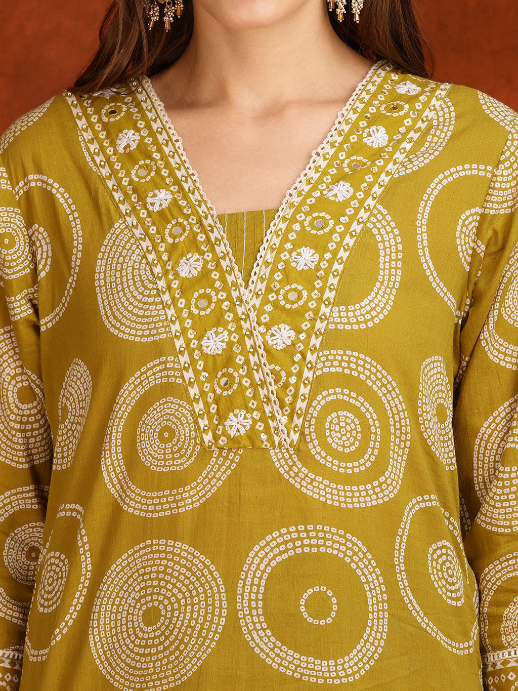 Embroidered & Printed Cotton Kurta With Pant And Dupatta, Yellow - Hiral Fashion - Distacart
