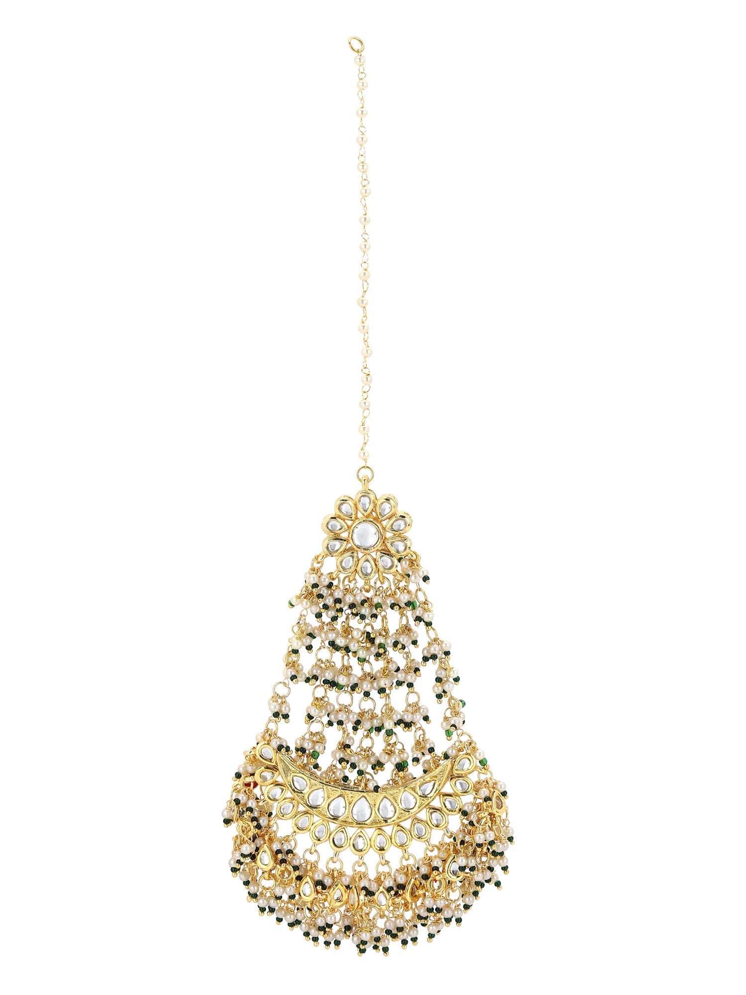 Green Contemporary Gold Plated Chandbalis Earrings - Ruby Raang - Distacart