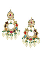 Multicoloured Gold Plated Circular Drop Earrings - Ruby Raang - Distacart
