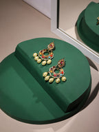 Multicoloured Gold Plated Circular Drop Earrings - Ruby Raang - Distacart