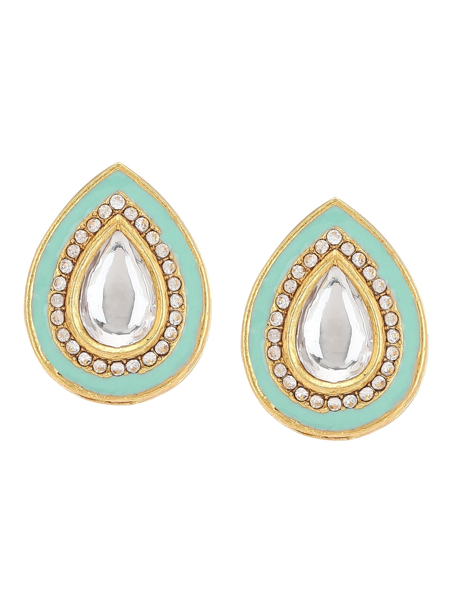 Blue Teardrop Shaped Studs Earrings - Ruby Raang - Distacart