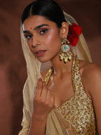 White Gold Plated Circular Drop Earrings - Ruby Raang - Distacart
