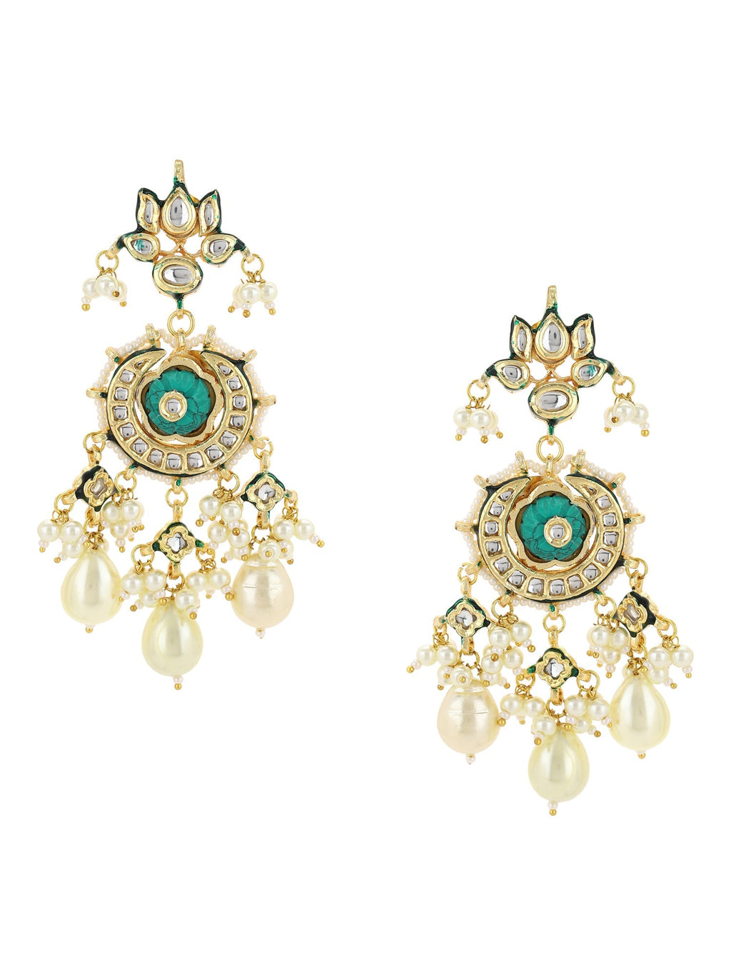 White Gold Plated Circular Drop Earrings - Ruby Raang - Distacart