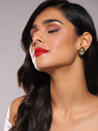Green Gold Plated Teardrop Shaped Studs Earrings - Ruby Raang - Distacart