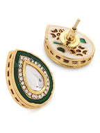 Green Gold Plated Teardrop Shaped Studs Earrings - Ruby Raang - Distacart