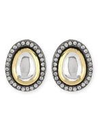 Black Teardrop Kundan Shaped Studs Earrings - Ruby Raang - Distacart