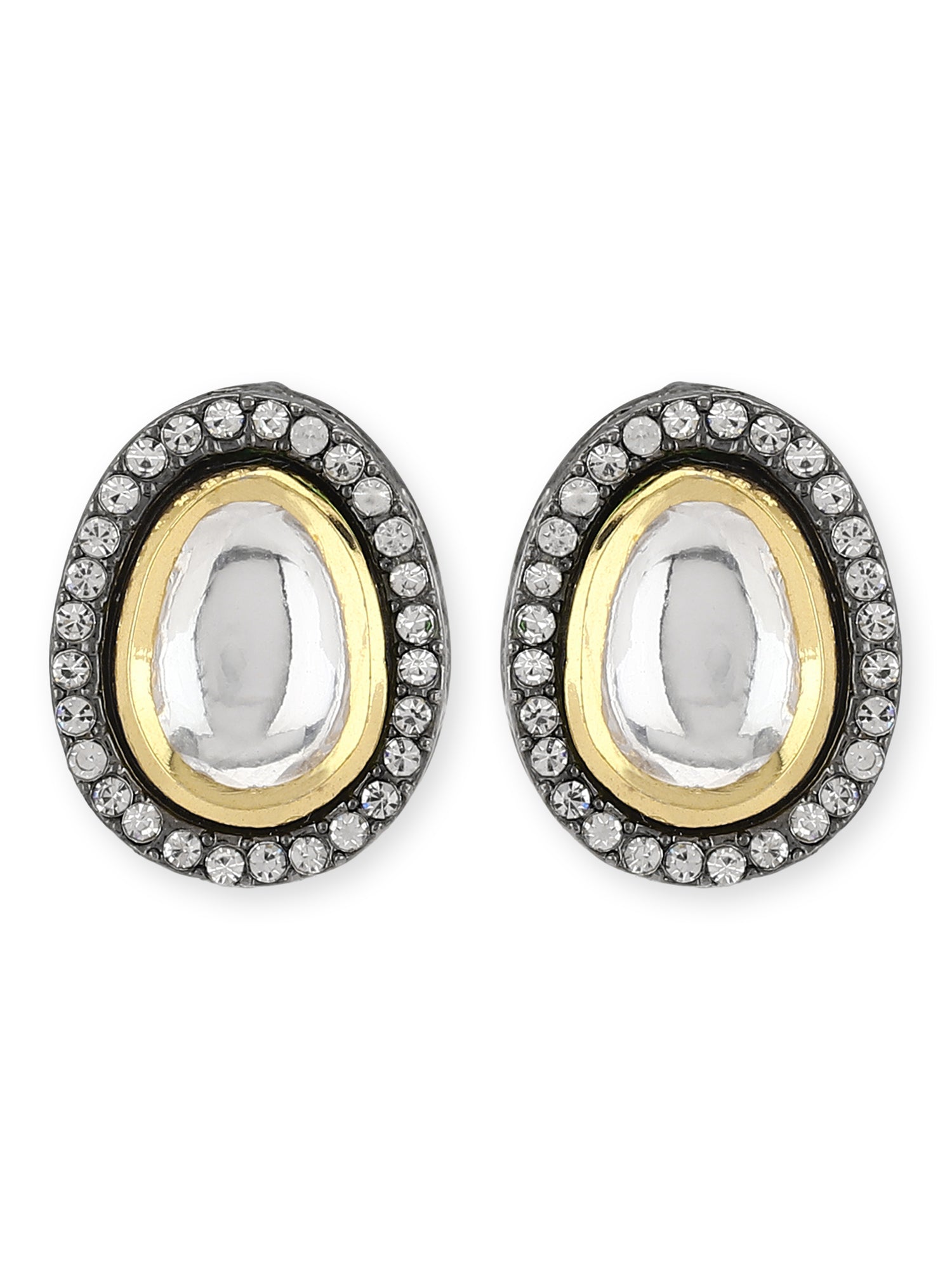 Black Teardrop Kundan Shaped Studs Earrings - Ruby Raang - Distacart