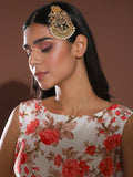 Gold-Plated White Kundan-Studded Beaded Handcrafted Jhumar Passa - Ruby Raang - Distacart