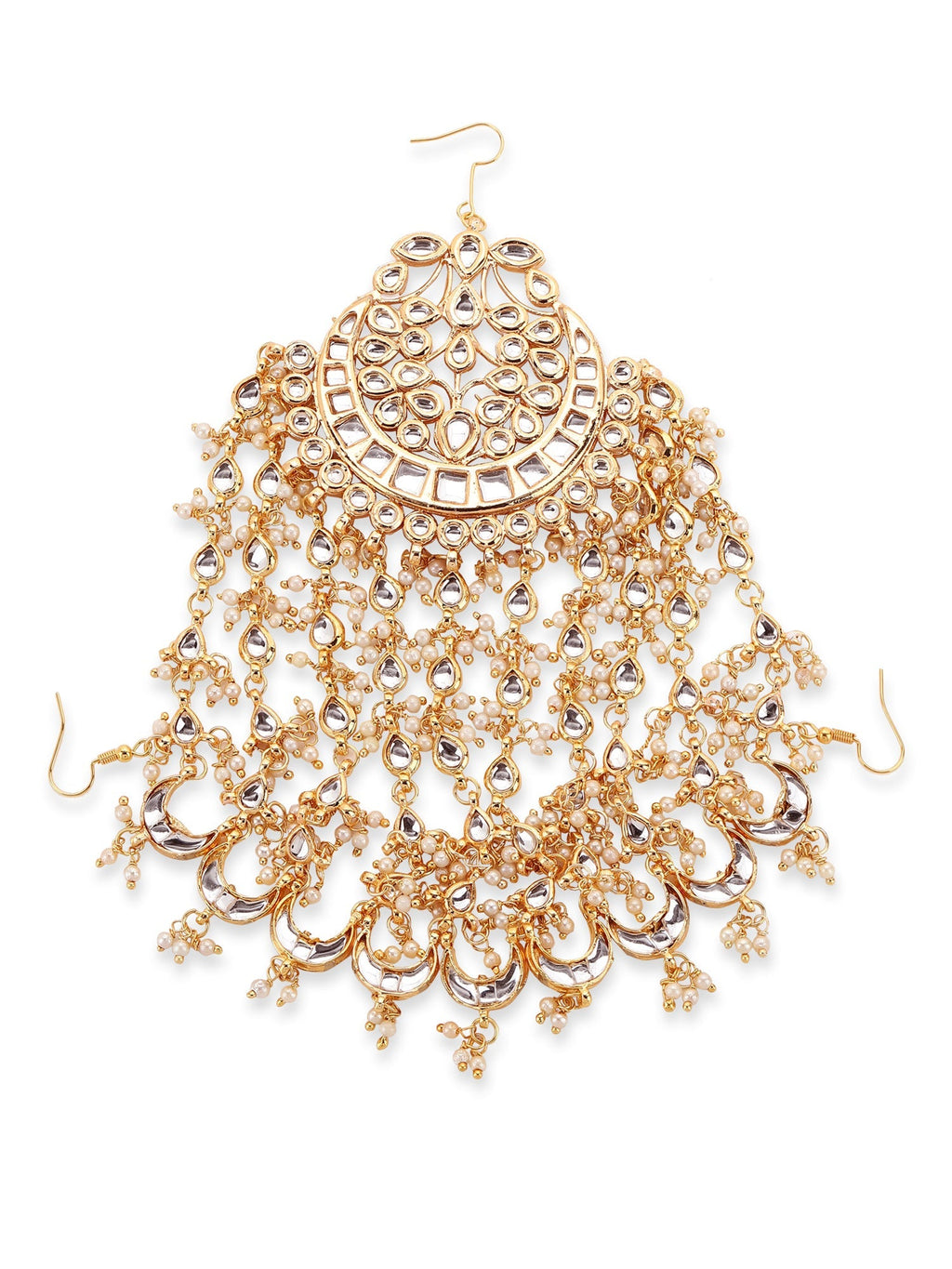 Gold-Plated White Kundan Jhoomarpassa - Ruby Raang - Distacart