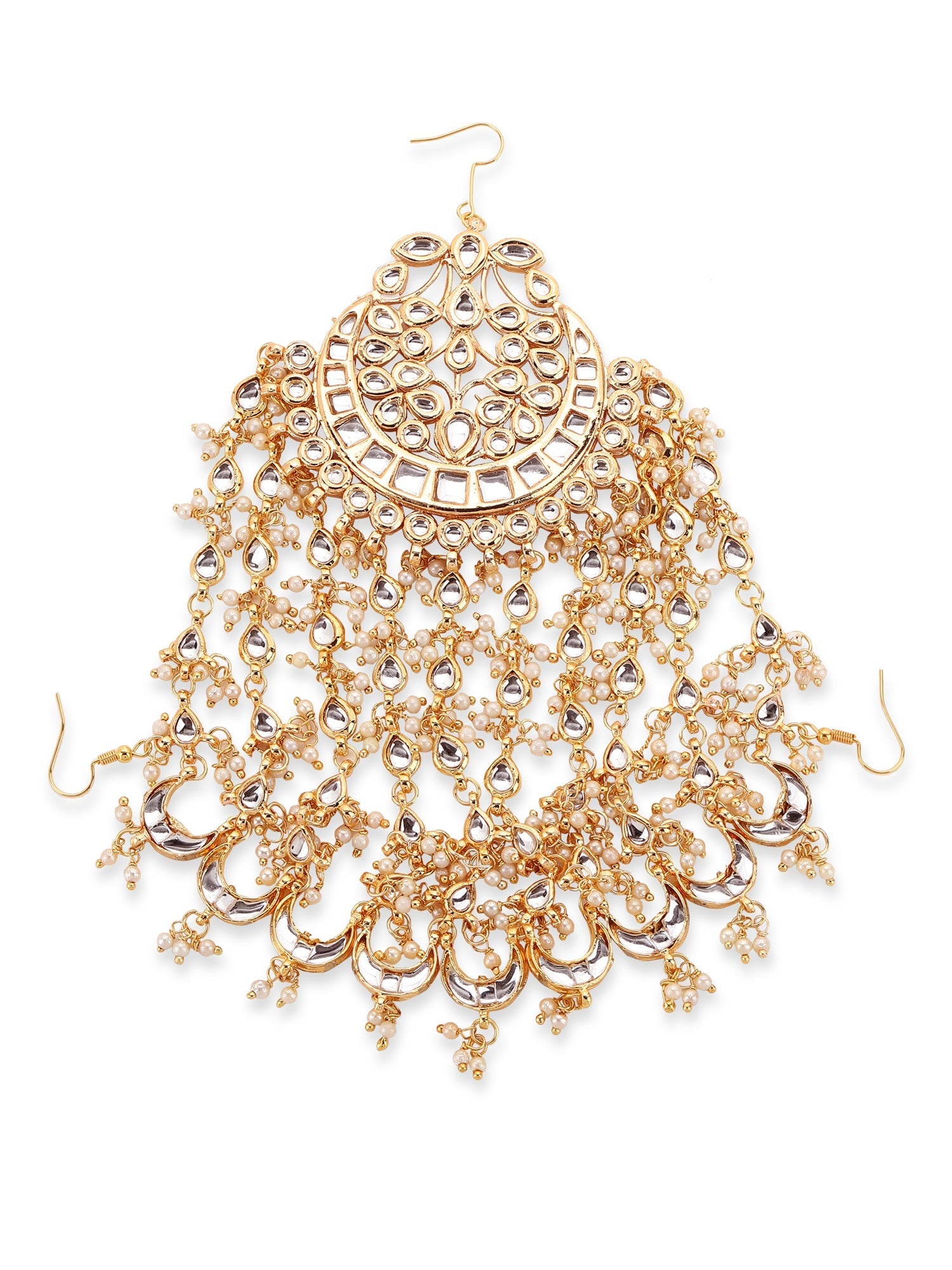 Gold-Plated White Kundan Jhoomarpassa - Ruby Raang - Distacart