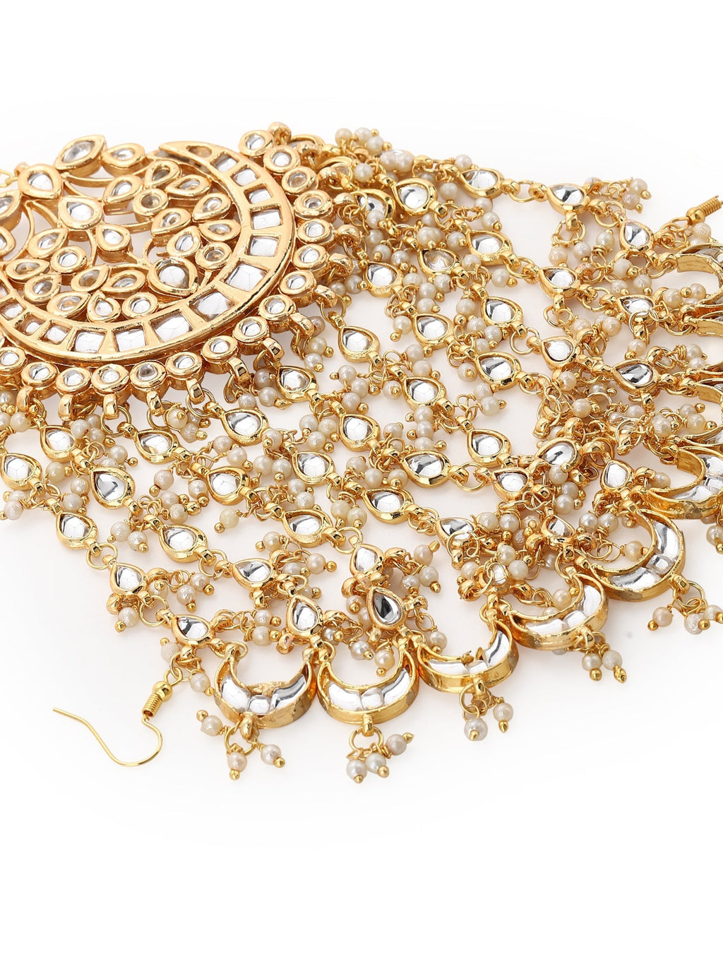 Gold-Plated White Kundan Jhoomarpassa - Ruby Raang - Distacart