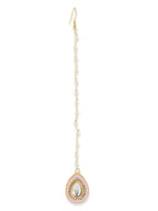 Gold Plated Pink Kundan Studded Maang Tikka - Ruby Raang - Distacart