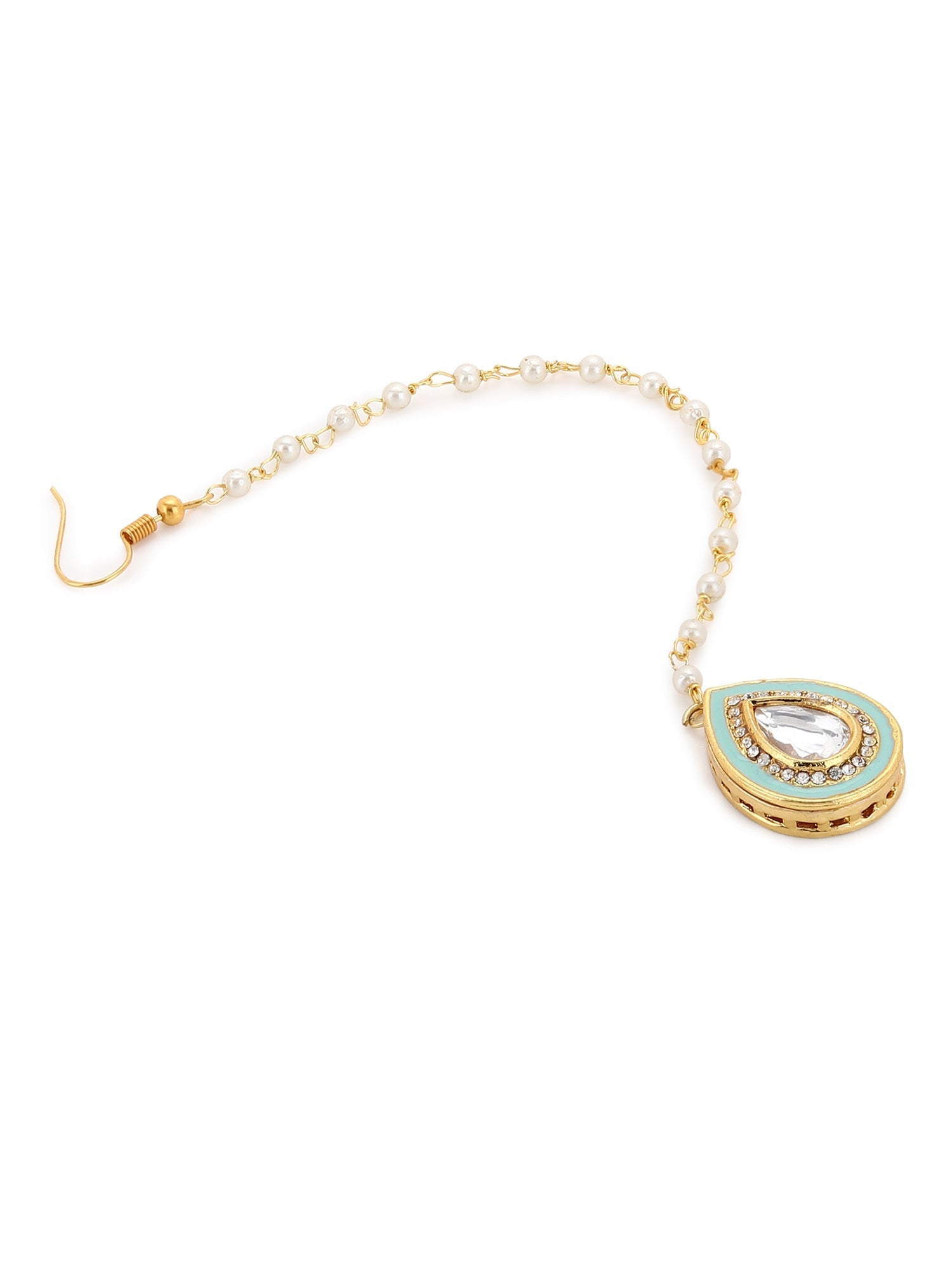 Gold-Plated White Kundan-Studded Maangtika - Ruby Raang - Distacart