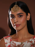 Gold-Plated White Kundan-Studded Maang Tikka - Ruby Raang - Distacart