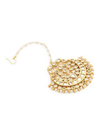 Gold-Plated White Kundan-Studded Maang Tikka - Ruby Raang - Distacart