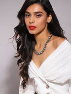 Black Brass Rhodium-Plated Necklace - Ruby Raang - Distacart
