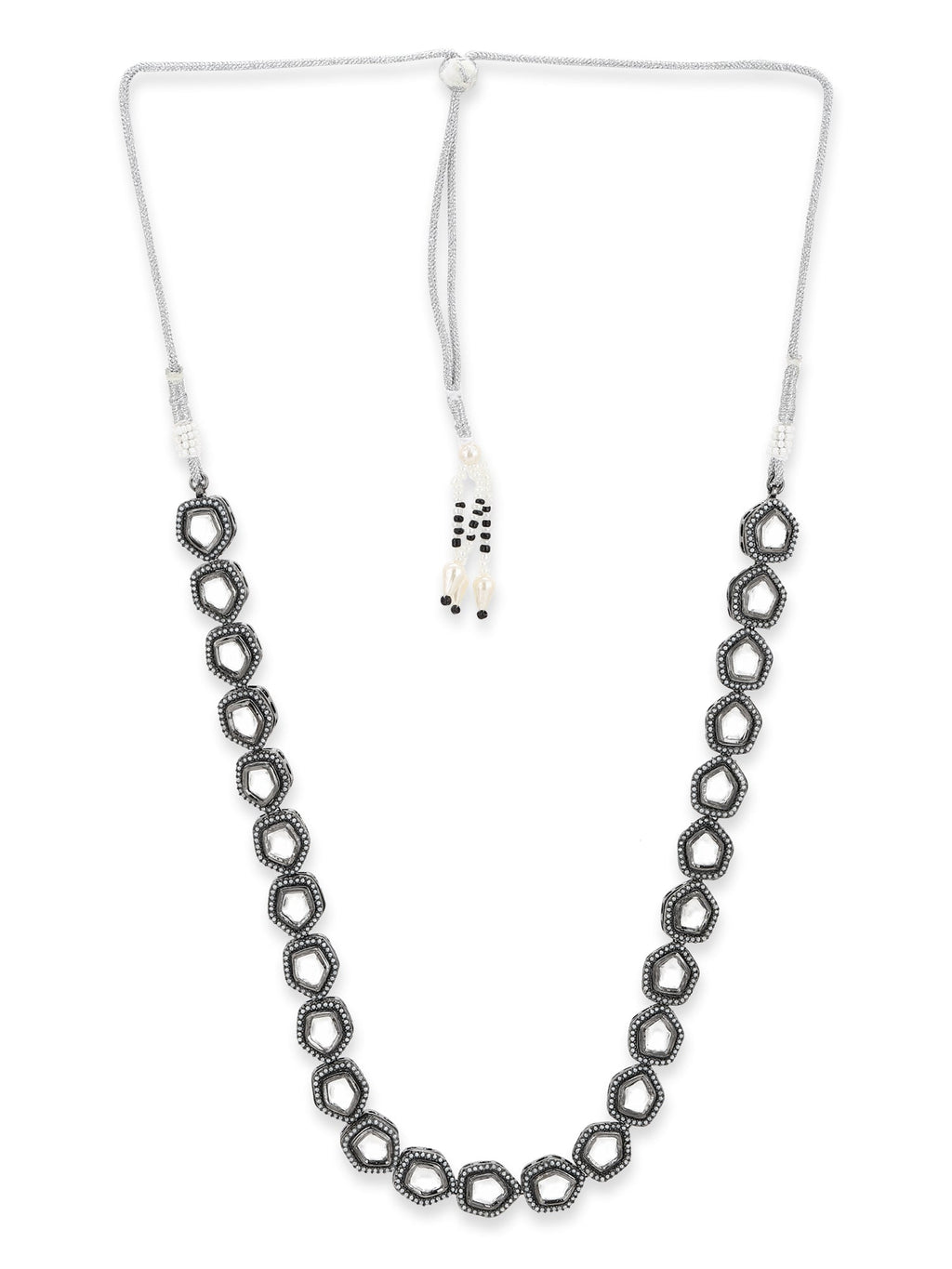 Black Brass Rhodium-Plated Necklace - Ruby Raang - Distacart