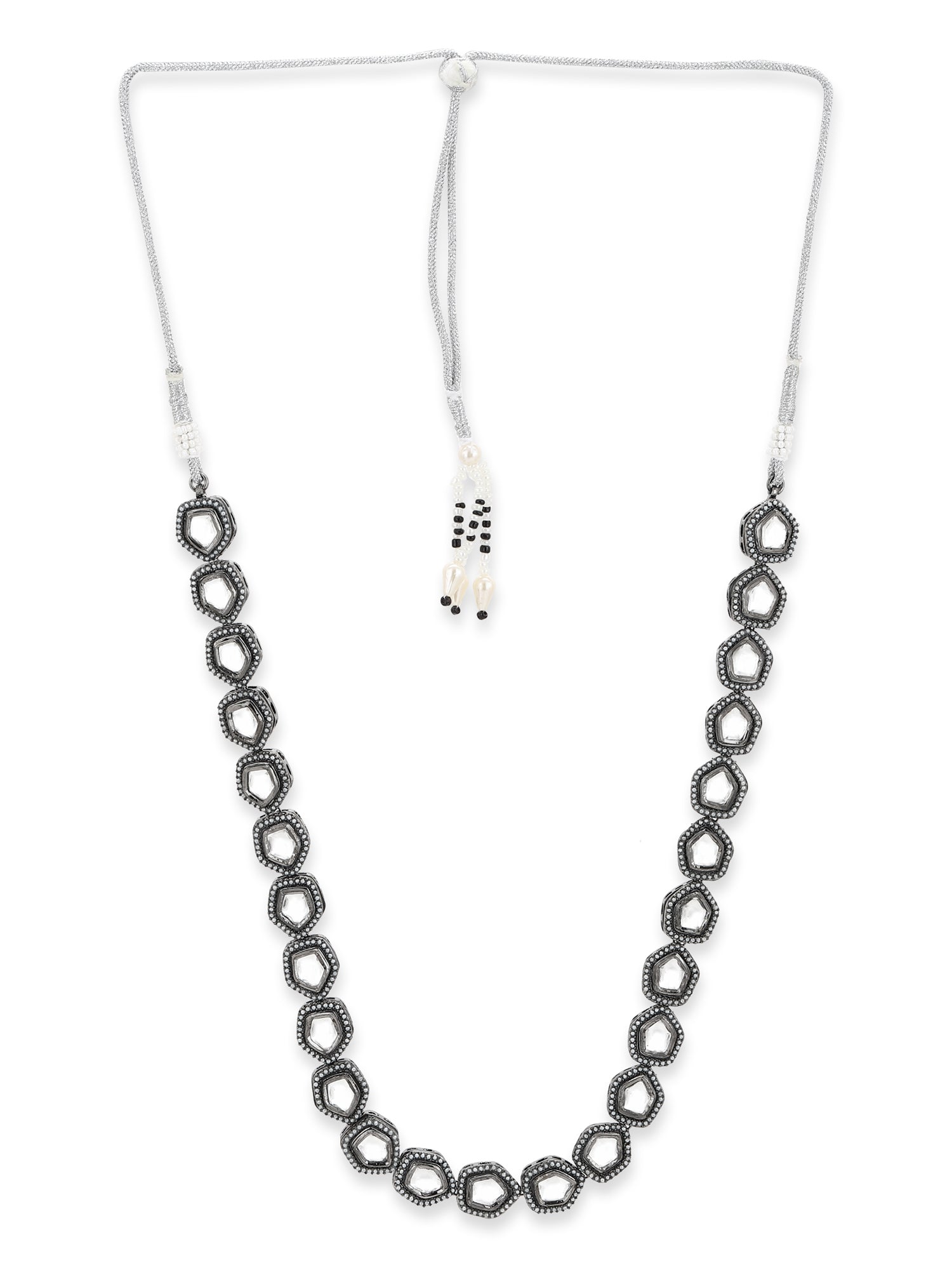 Black Brass Rhodium-Plated Necklace - Ruby Raang - Distacart