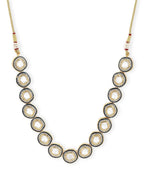 Gold-Toned Green Brass Rhodium-Plated Kundan Necklace - Ruby Raang - Distacart