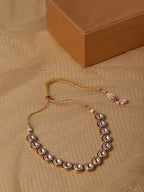 Gold-Toned Green Brass Rhodium-Plated Kundan Necklace - Ruby Raang - Distacart