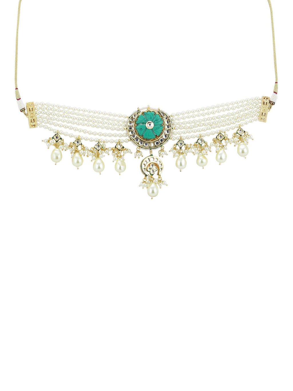 White Blue Brass Gold-Plated Necklace - Ruby Raang - Distacart