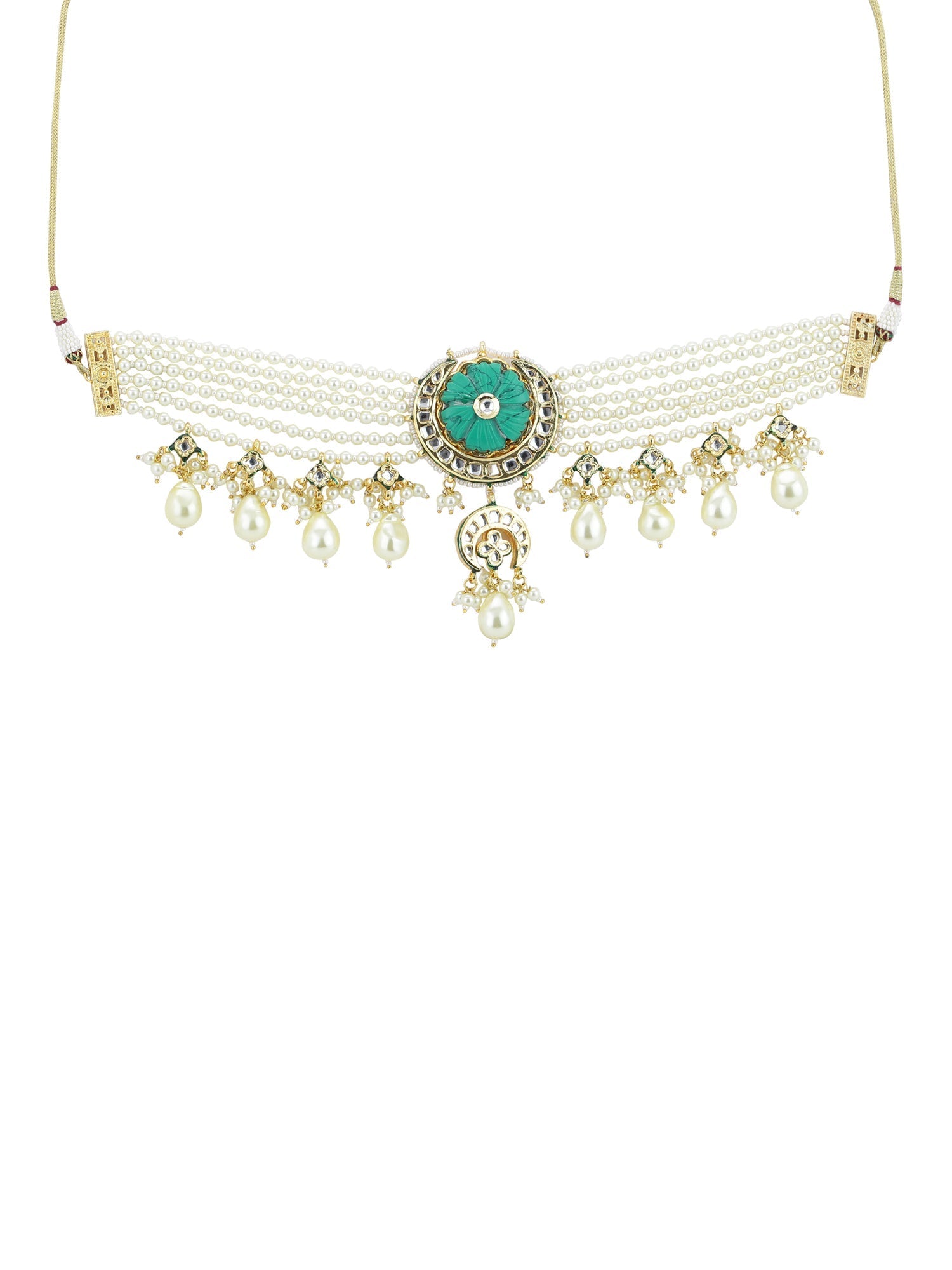 White Blue Brass Gold-Plated Necklace - Ruby Raang - Distacart