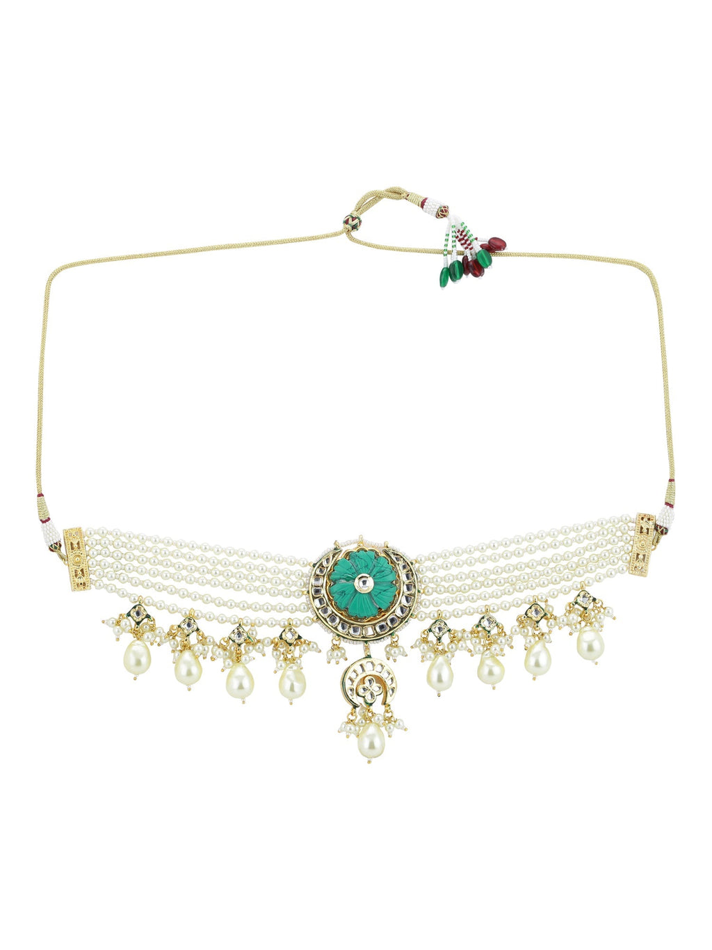 White Blue Brass Gold-Plated Necklace - Ruby Raang - Distacart